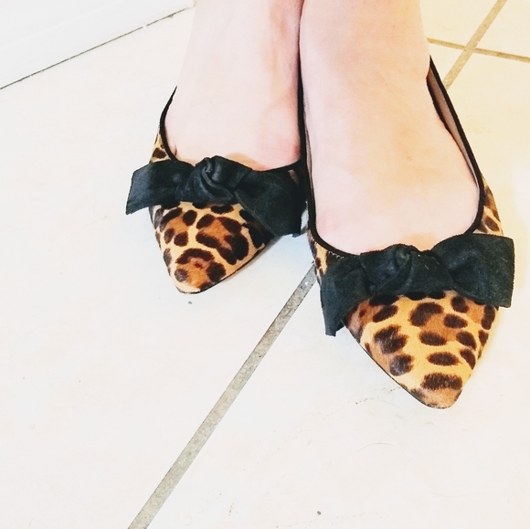 Ann Taylor Patricia Haircalf Leopard Bow Flats - Picture 5 of 8